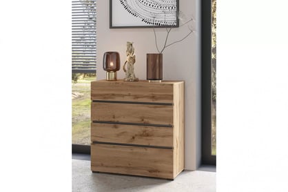 Gramon komód 80 cm - wotan tölgy / fekete Komod Gramon 80 cm fiokokkal - dab wotan / fekete