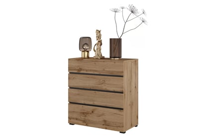 Gramon komód 80 cm - wotan tölgy / fekete Komod Gramon 80 cm fiokokkal - dab wotan / fekete