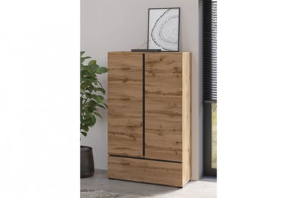 Gramon komód 89 cm - wotan tölgy / fekete Komod Gramon 89 cm z szuflada - dab wotan / fekete