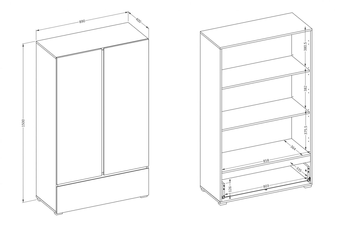 Gramon komód 89 cm - kasmír / fekete Komod Gramon 89 cm z szuflada - kasmír / fekete
