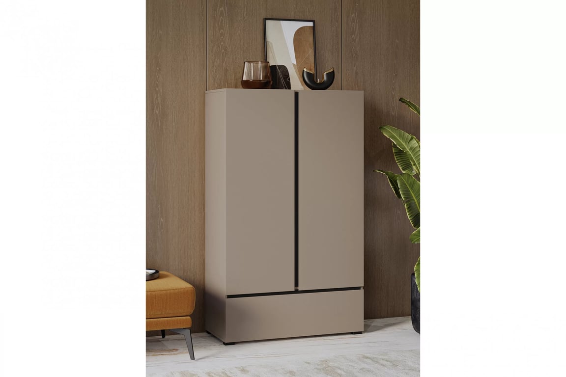 Gramon komód 89 cm - kasmír / fekete Komod Gramon 89 cm z szuflada - kasmír / fekete