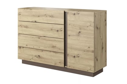 Komoda Arcano 138 cm se 4 zásuvkami - dub artisan / šedý grafit