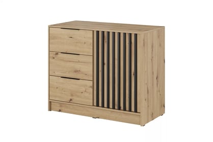 Comodă cu sertare Neria 105 cm - stejar artisan / negru