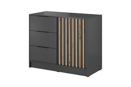 Comodă cu sertare Neria 105 cm - grafit / stejar artisan