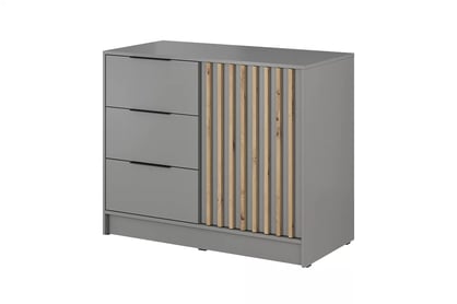 Comodă cu sertare Neria 105 cm - gri / stejar artisan
