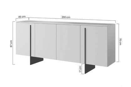 Komoda Larena 200 cm - čierny betón / čierne nožičky - Koncovka série Komoda Larena 200 cm z metalowymi nogami - Čierny beton / čierny nozki