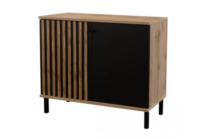 Comodă cu lamele London 2D 100 cm - stejar wotan / negru