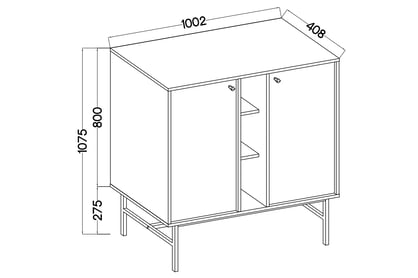 Komoda Lotina III 2F - 100 cm - eukalyptus / čierny nožičky Komoda Lotina III 2F - 100 cm - eukaliptus / čierny nožičky