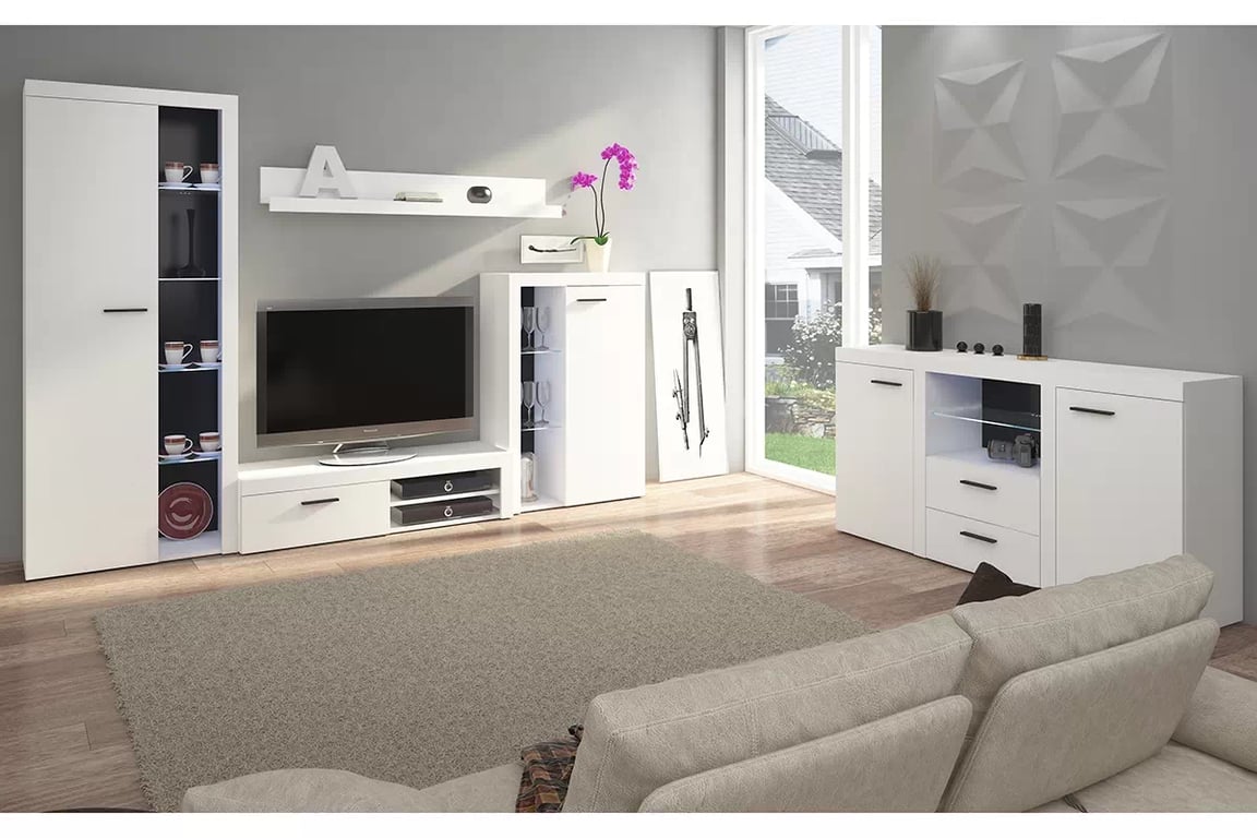 Komoda Luiza 2F 2S - biely mat - 157 cm Komoda Luiza 2F 2S - biely mat - vizualizácia