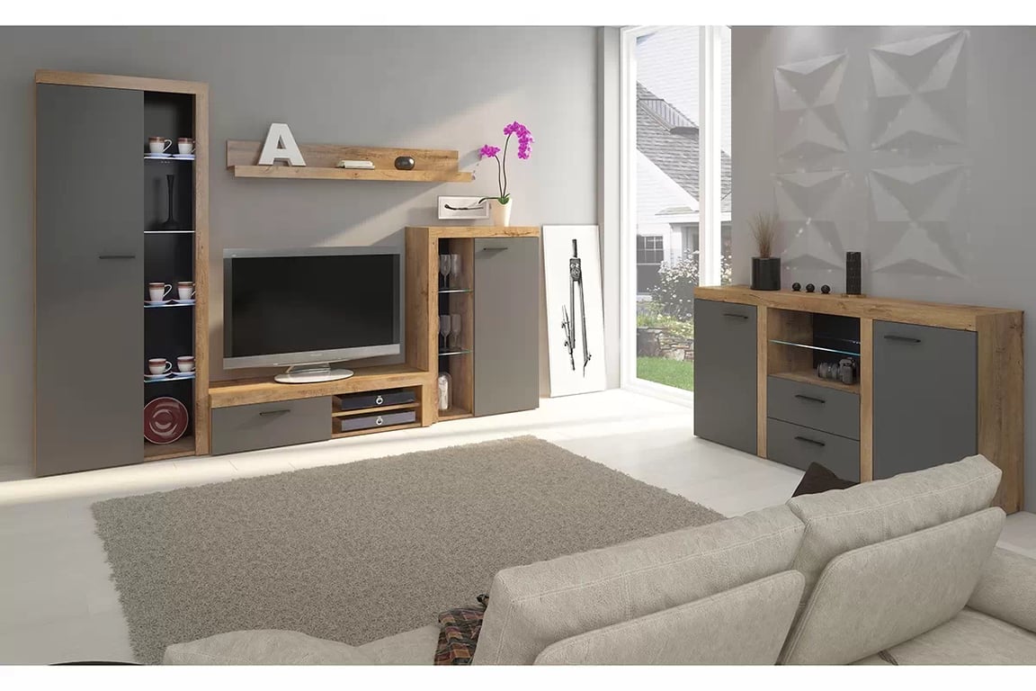 Comoda Luiza 2F 2S - grafit Komplet Rumba 