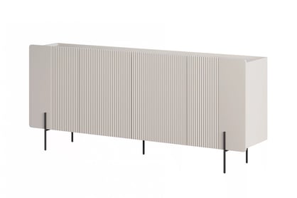 Malmi négyajtos komód fém lábakon - 200 cm - kasmír / krém bianca / fekete lábak
