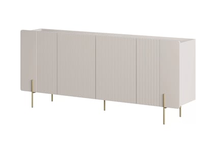 Malmi négyajtos komód fém lábakon - 200 cm - kasmír / crema bianca / arany lábak