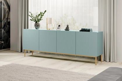 Nicole 200 cm komód - zsálya MDF / arany lábak Komód do obývacího pokoje