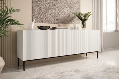 Komoda Nicole 200 cm - bílý mat / černé nožky