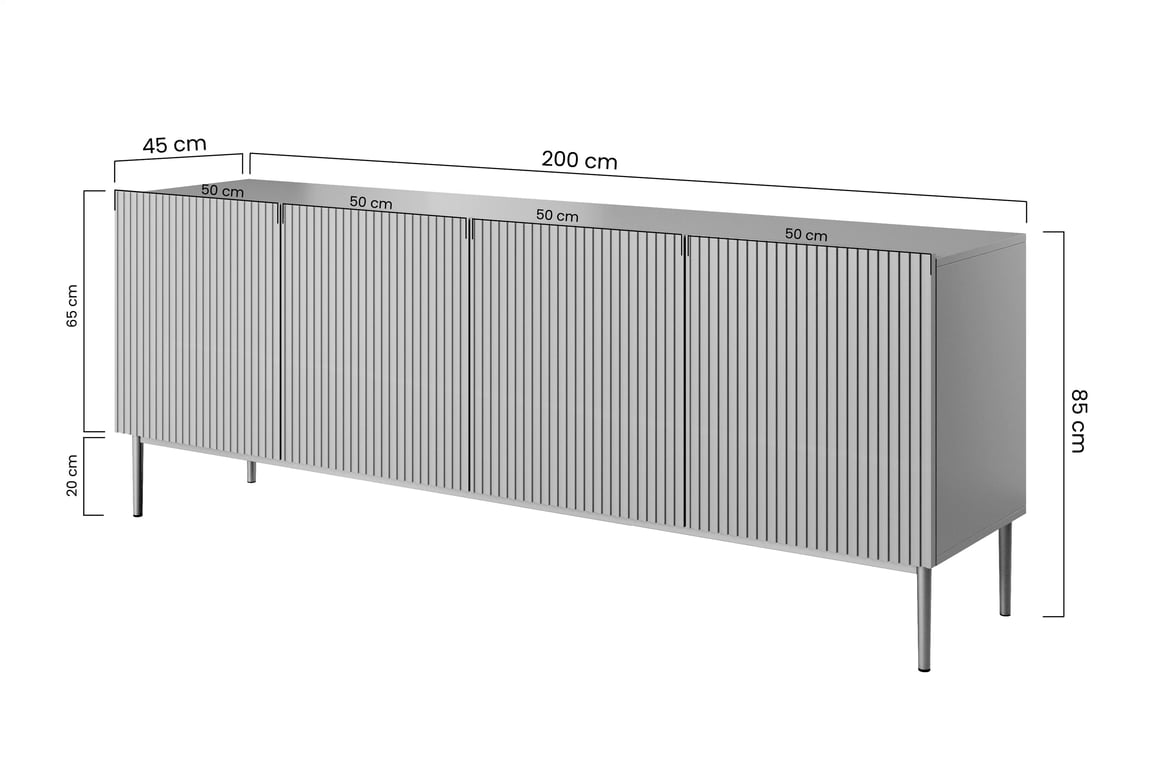 Nicole 200 cm komód - zsálya MDF / arany lábak Komód Nicole 200 cm fém lábakon- szalwia / arany lábak