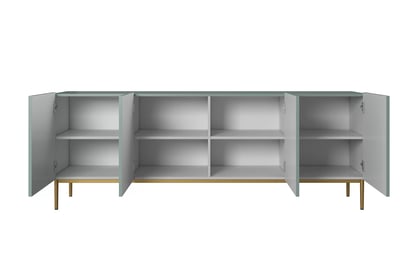 Nicole 200 cm komód - zsálya MDF / arany lábak Komód Nicole 200 cm fém lábakon- szalwia / arany lábak