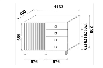 Komoda Tonis 116 cm - černý mat Komoda Tonis se zásuvkami 116 cm - černá mat