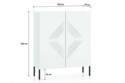 Komoda Pingli 01 - 100 cm - bílý mat / černé nohy Komoda Pingli 01 - 100 cm - Bílý mat / černé Nohy