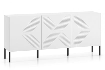 Komoda Pingli 170 cm - bílý mat / černé nohy