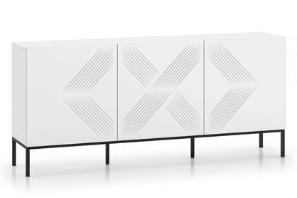 Komoda Pingli 170 cm - bílý mat / černý rošt
