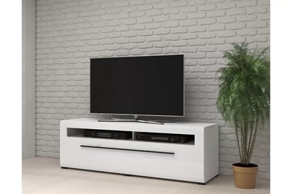 TV stolík Tulsa 40 - biela / biely lesk - 160 cm Biela Komoda TV