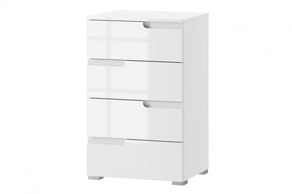 Komoda Alwa 2 so 4 zásuvkami 50 cm - biely lesk