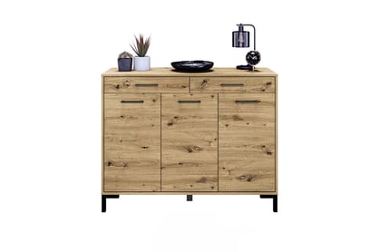 Klarso 14 háromajtós komód, fiókokkal - 120 cm - kézműves tölgyfa Komód háromajtos Klarso 14 fiokokkal 120 cm - dab artisan