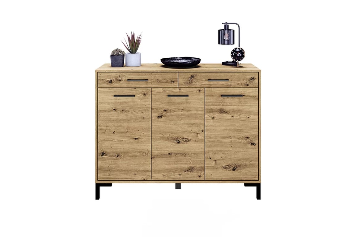 Klarso 14 háromajtós komód, fiókokkal - 120 cm - kézműves tölgyfa Komód háromajtos Klarso 14 fiokokkal 120 cm - dab artisan