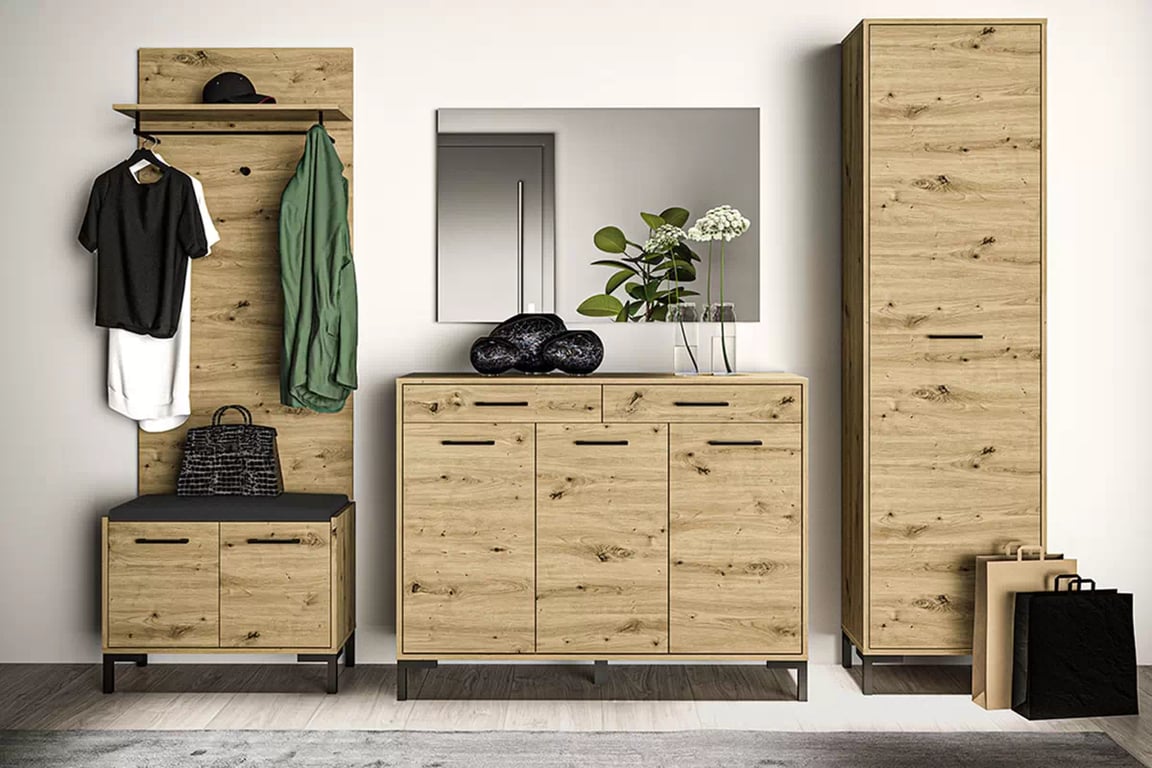 Klarso 14 háromajtós komód, fiókokkal - 120 cm - kézműves tölgyfa Komód háromajtos Klarso 14 fiokokkal 120 cm - dab artisan