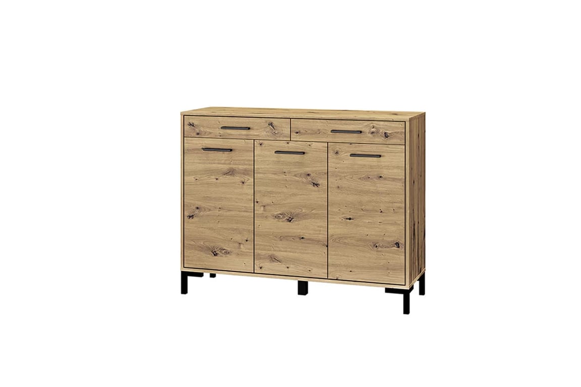 Klarso 14 háromajtós komód, fiókokkal - 120 cm - kézműves tölgyfa Komód háromajtos Klarso 14 fiokokkal 120 cm - dab artisan