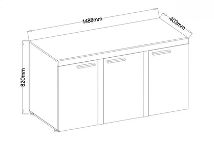 Comoda Luiza 3F - beton deschis Comoda cu trei uși Luiza 3F - 149 cm - beton clar
