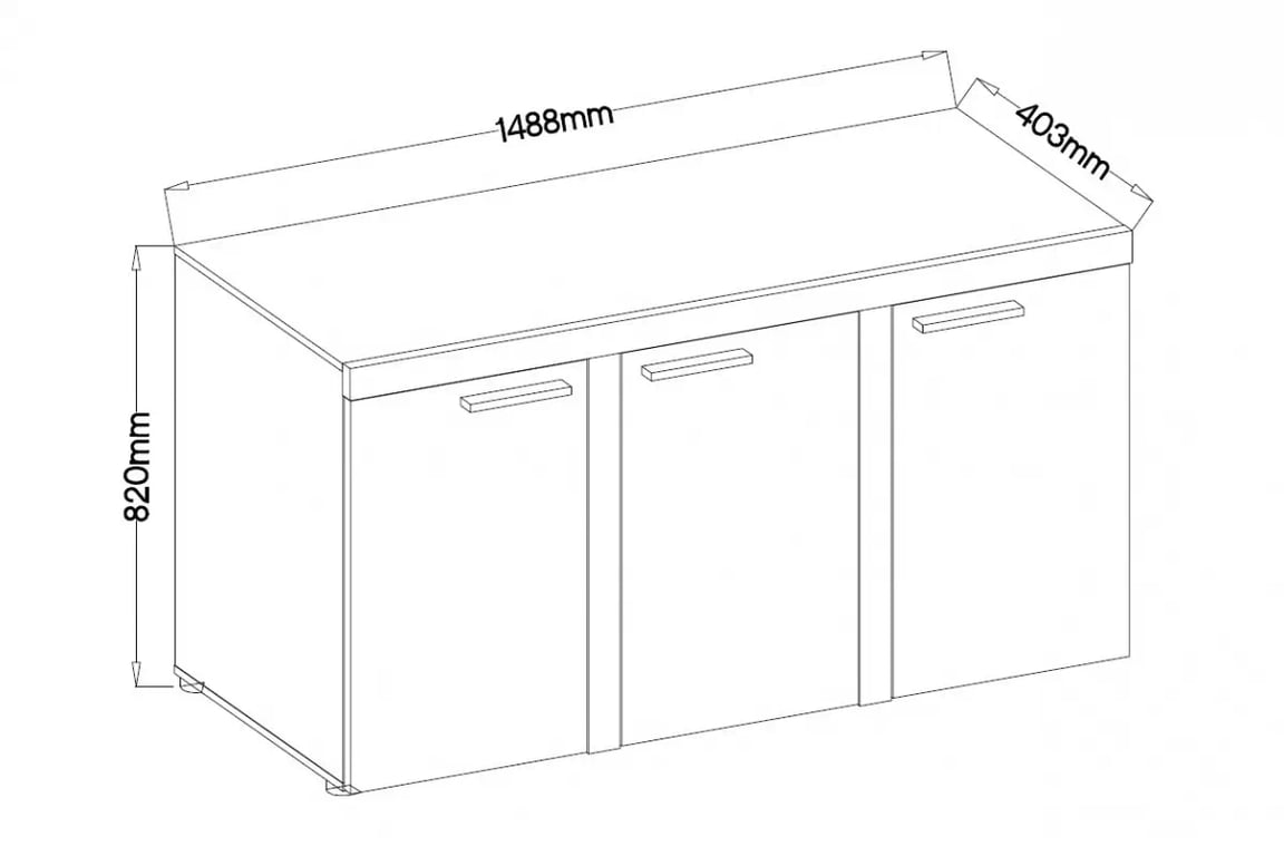 Comoda Luiza 3F - beton deschis Comoda cu trei uși Luiza 3F - 149 cm - beton clar