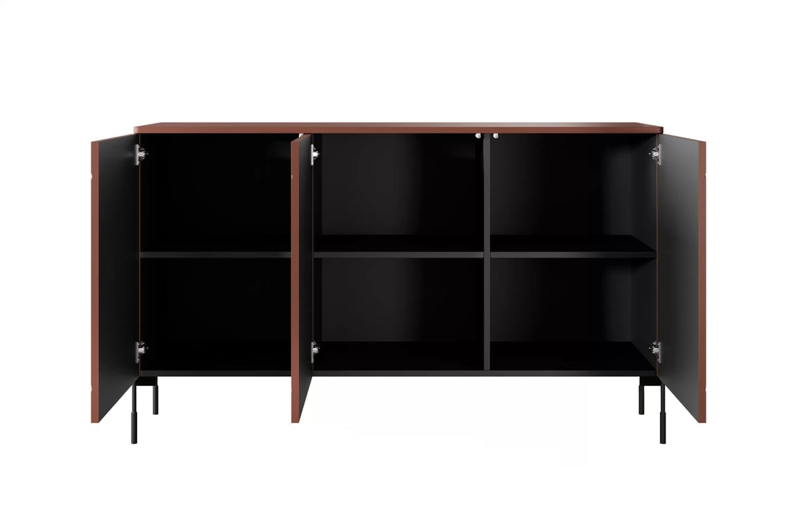 Comodă Sonatia 150 cm - burgundy Comoda cu trei uși Sonatia pe bază de metal 150 cm - burgundy