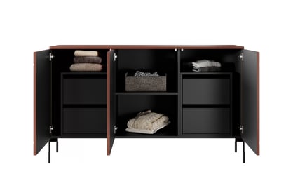 Comoda cu trei uși și 4 sertare ascunse Sonatia 150 cm - burgundy spațios Comoda