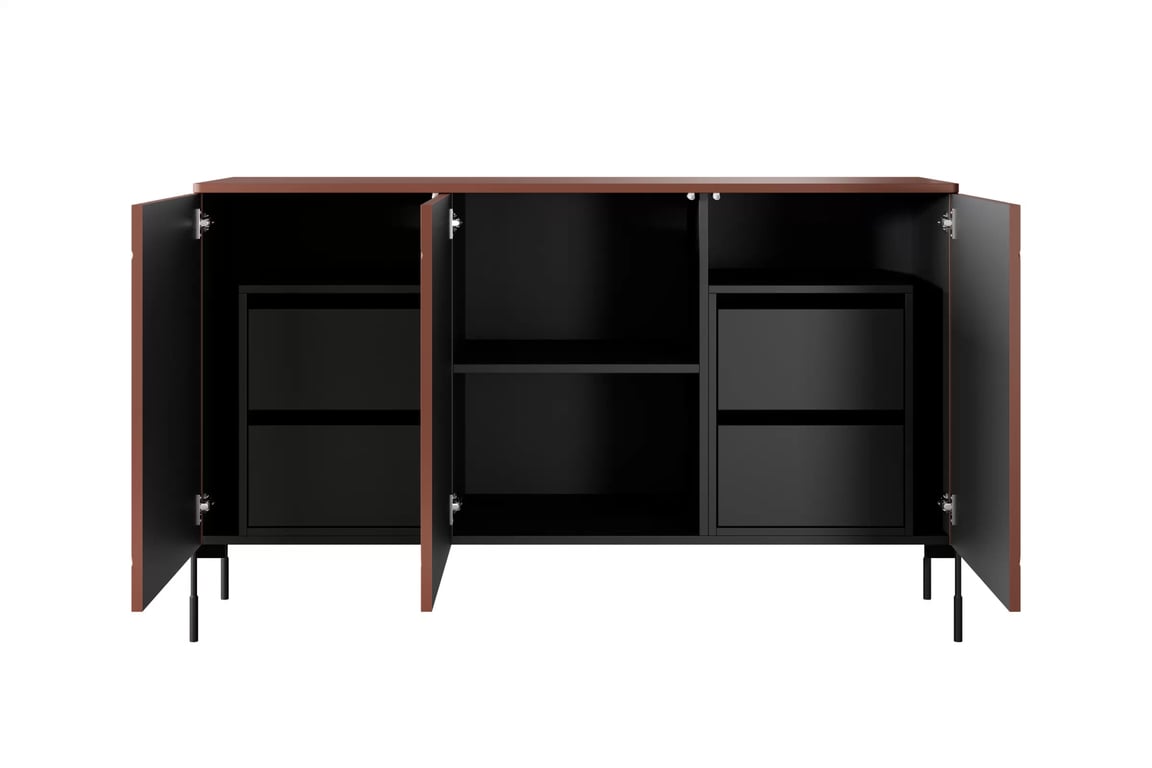 Comoda cu trei uși și 4 sertare ascunse Sonatia 150 cm - burgundy Comoda cu sertare