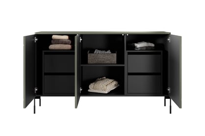 Comodă cu trei uși și patru sertare Sonatia 150cm - Olive spațios Comoda