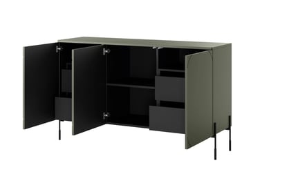 Comodă cu trei uși și patru sertare Sonatia 150cm - Olive Comoda z przegrodami