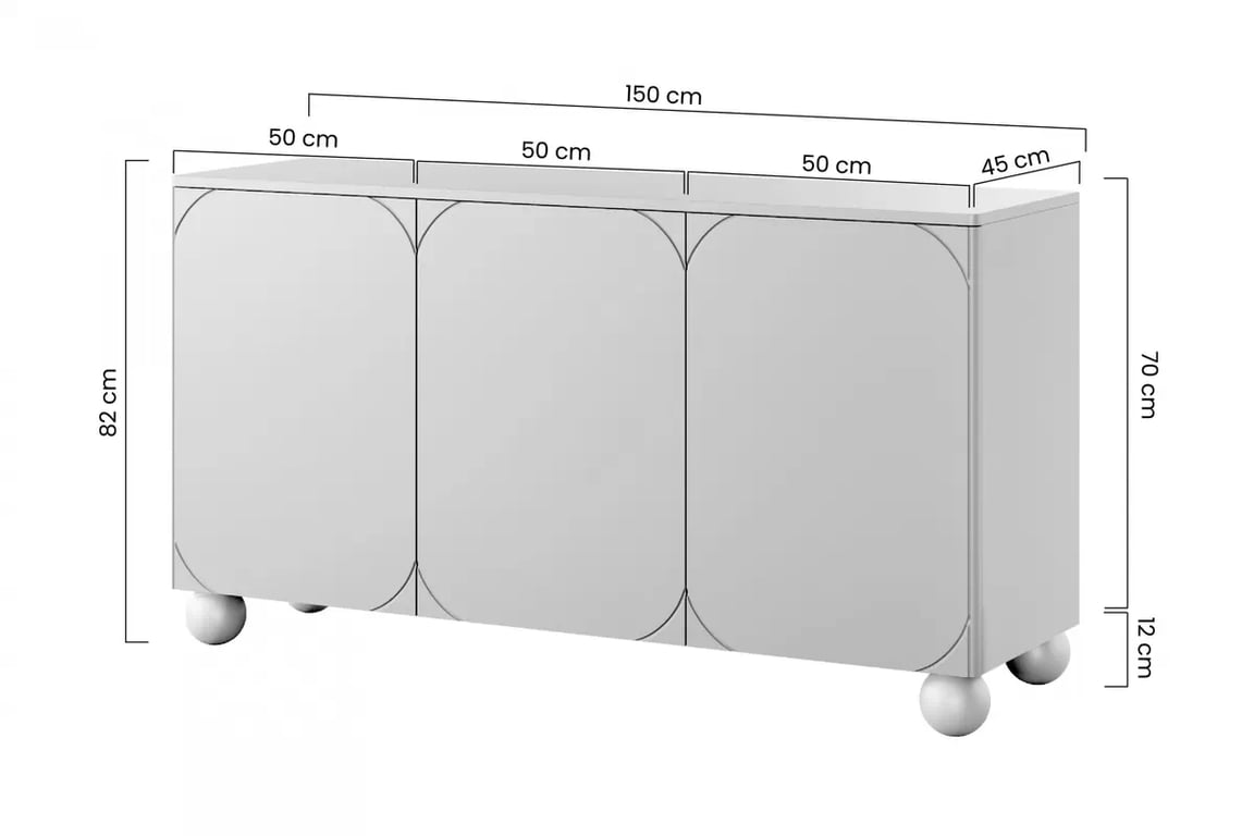 Komoda Sonatia II se čtyřmi skrytymi zásuvkami 150 cm - olivová Komoda