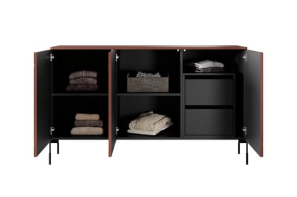 Comodă cu trei uși și două sertare Sonatia 150 cm - burgundy Comoda cu trei uși z dwoma ukrytymi sertare Sonatia 150 cm - burgundy
