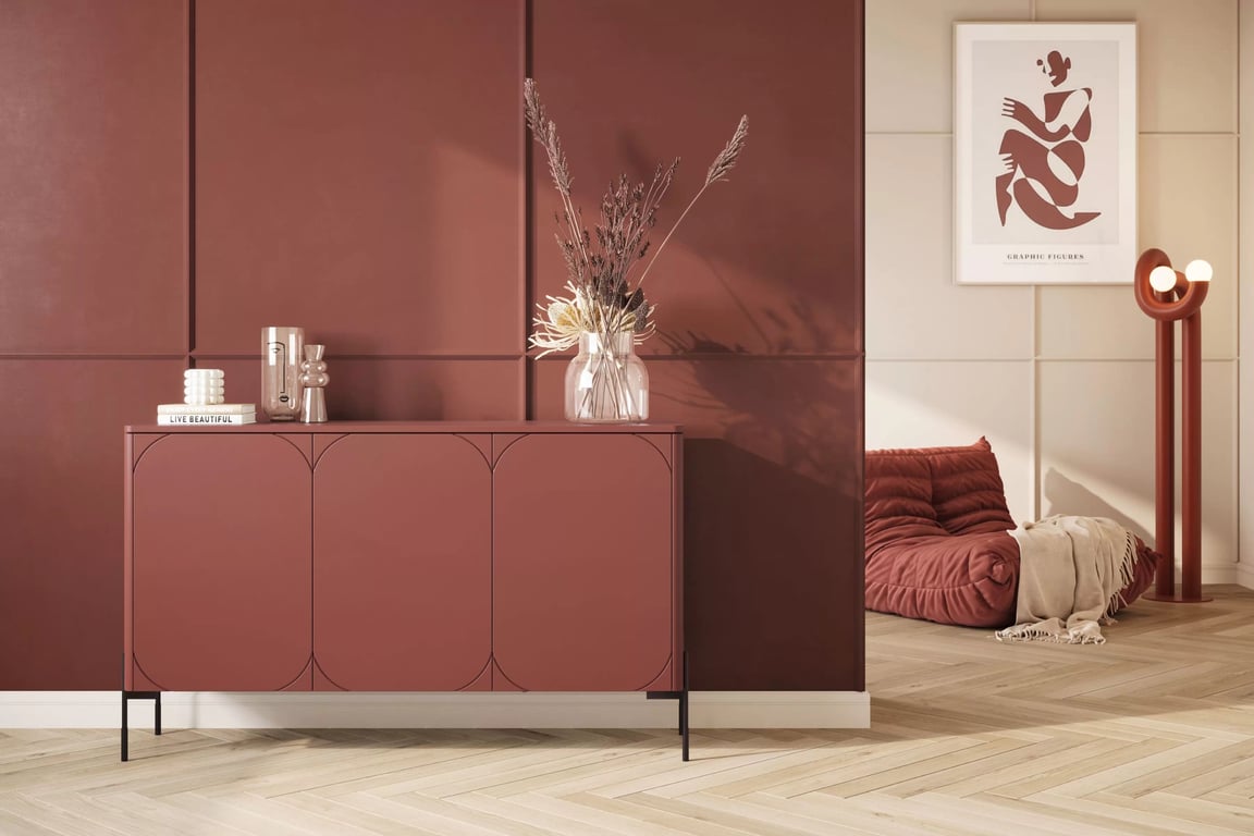 Comodă cu trei uși și două sertare Sonatia 150 cm - burgundy Comoda cu trei uși z dwoma ukrytymi sertare Sonatia 150 cm - burgundy