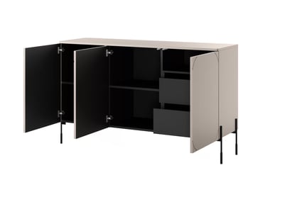 Comodă cu trei uși și două sertare Sonatia 150 cm - cașmir Comoda z rafturi