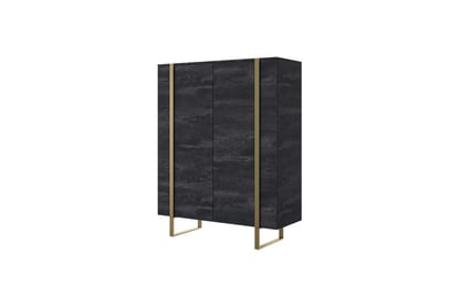 Verica komód 120 cm - szénfekete / arany lábak