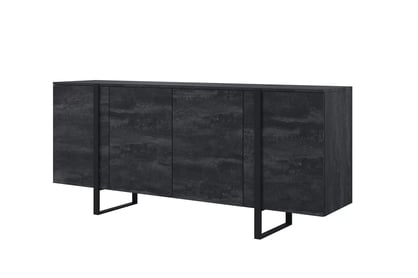 Verica komód 200 cm - szénfekete / fekete lábak
