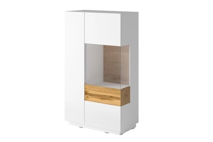 Comoda Silke 247JGY44 alb / alb luciu - stejar wotan