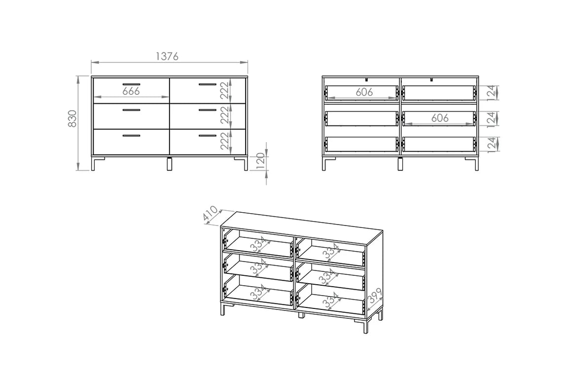 Komoda Klarso 11 se zásuvkami 138 cm - dub artisan Komoda stojící