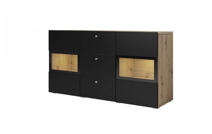 Comodă Baros 26 132 cm - stejar artizanal / negru mat