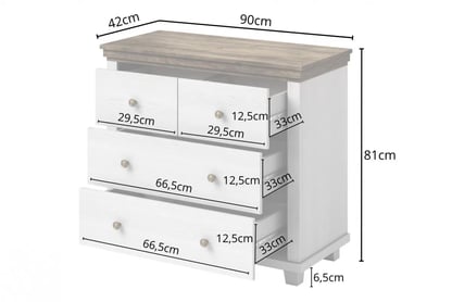 Komoda se zásuvkami Evora 27 - 90 cm - abisko ash / dub lefkas Komoda se zásuvkami Evora 27 - 90 cm - abisko ash / dub lefkas