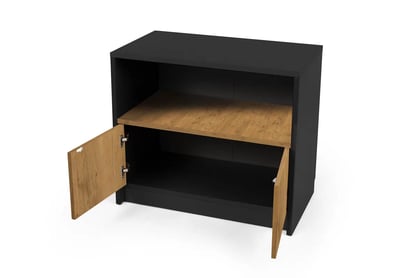 Comoda Genius 2D - 90 cm - negru / stejar lancelot Comoda cu sertare Genius 2D - 90 cm - negru / stejar lancelot