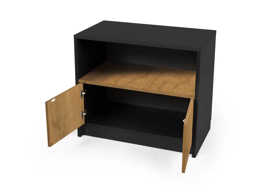 Comoda Genius 2D - 90 cm - negru / stejar lancelot Comoda cu sertare Genius 2D - 90 cm - negru / stejar lancelot