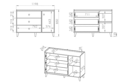 Comodă cu sertare Marla 120 cm - nisip deșert / palladium gri Comoda cu sertare Marla 120 cm - piasek pustyni / gri pallad